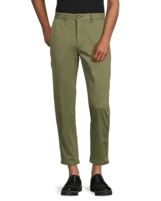 Scotch & Soda Green Drift Tapered Fit Flat Front Pants for men