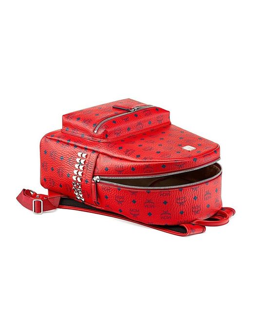 MCM Red Medium Stark Visetos Backpack