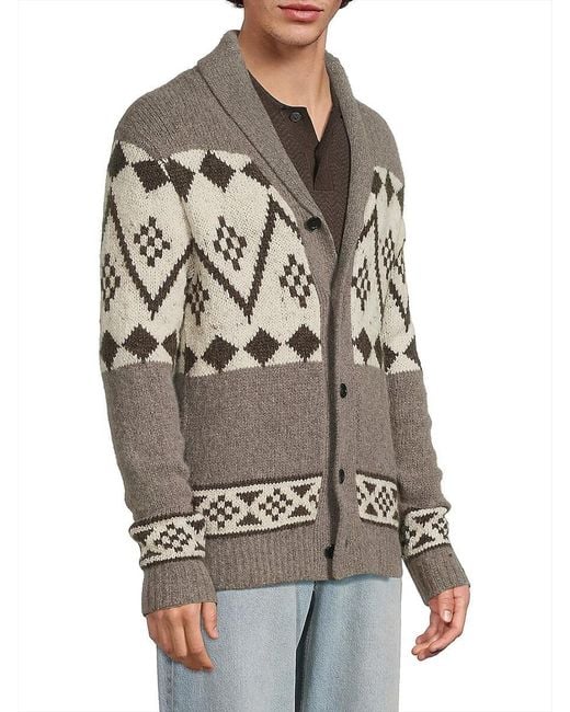 Rails Gray Kallio Fair Isle Shawl Collar Cardigan for men