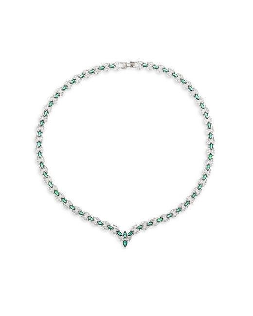 Eye Candy LA White Luxe Elizabeth 2-piece Silvertone Cubic Zirconia Necklace & Earrings Set
