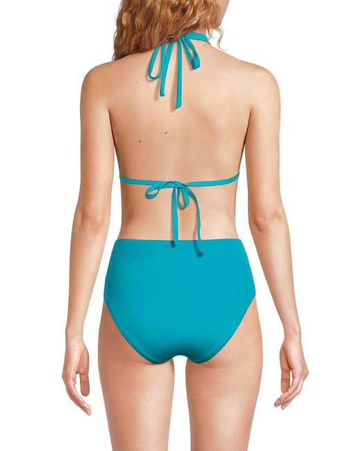 La Blanca Blue Solid Halterneck Bikini Top