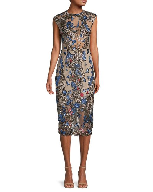 Bronx and Banco Natural Birds Of Paradise Sequin Embroidery Dress