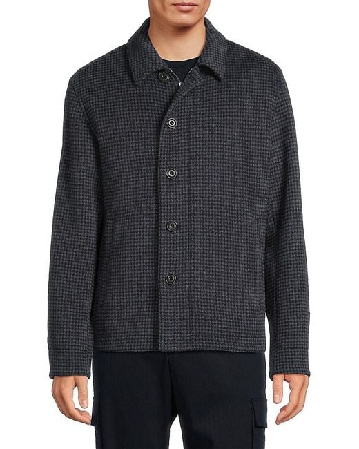 Vince Gray Houndstooth Wool-blend Knit Jacket for men