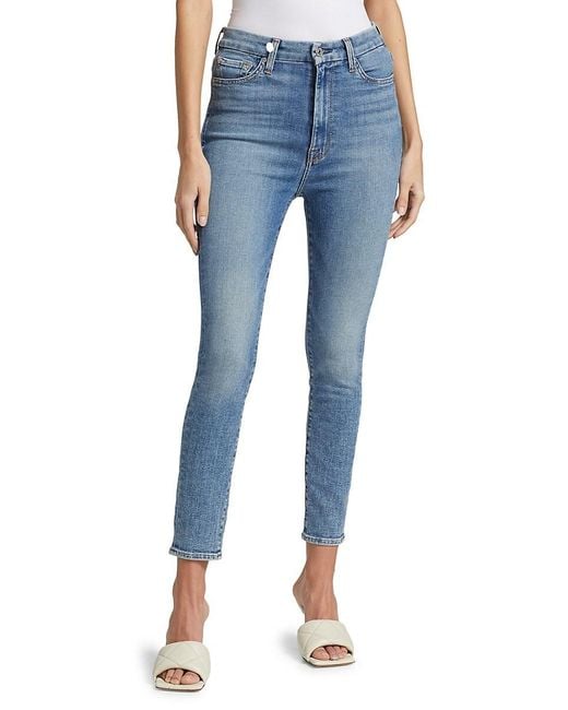 7 For All Mankind Denim Aubrey Ultra High-rise Skinny Jeans in Blue | Lyst