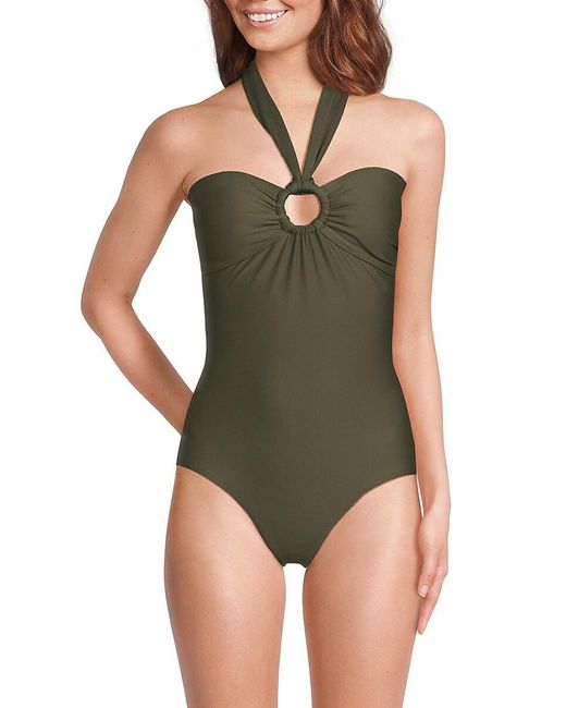 DKNY Green One-piece Halterneck Swimsuit