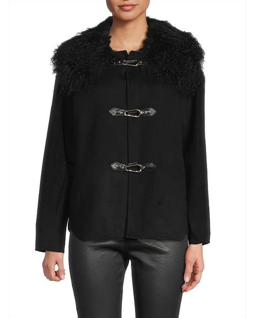 Kobi Halperin Black Esme Double-Face Wool Short Coat