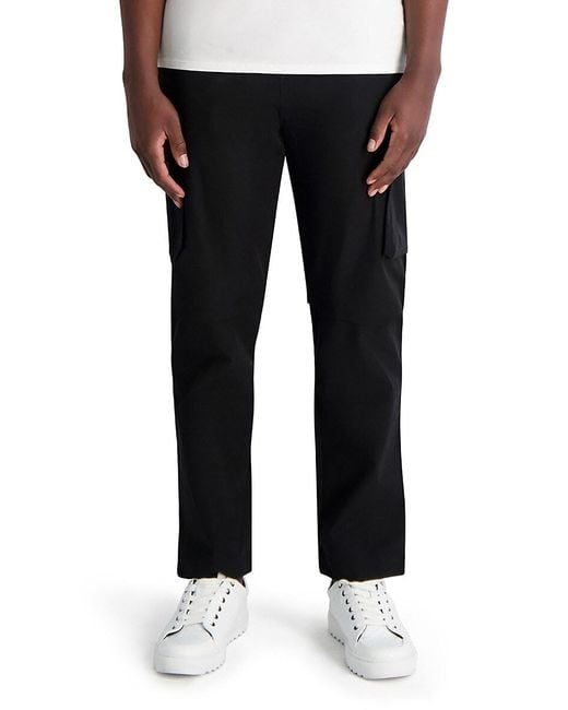 Karl Lagerfeld Black Drawstring Cargo Pants for men