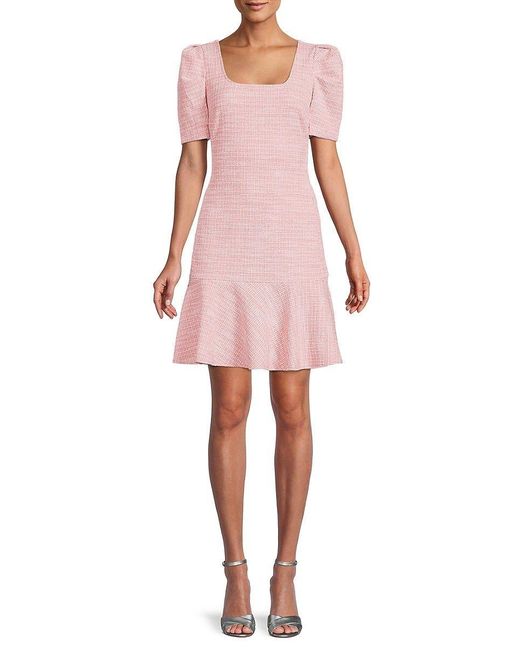 Karl Lagerfeld Puff Sleeve Tweed Dress in Pink Lyst