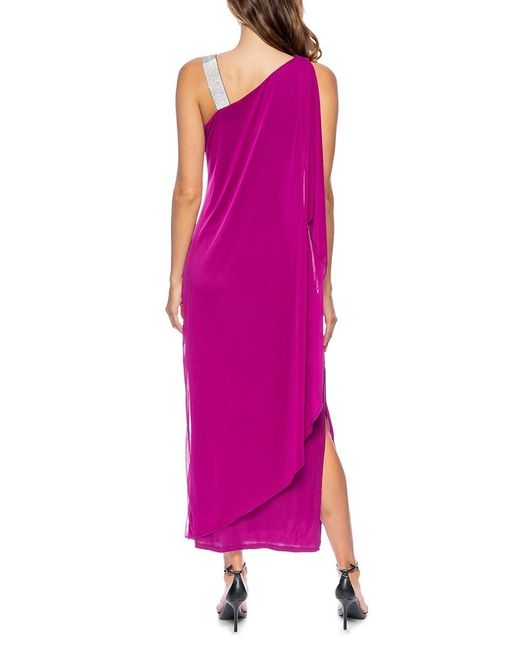 Marina Pink Jersey One Shoulder Gown