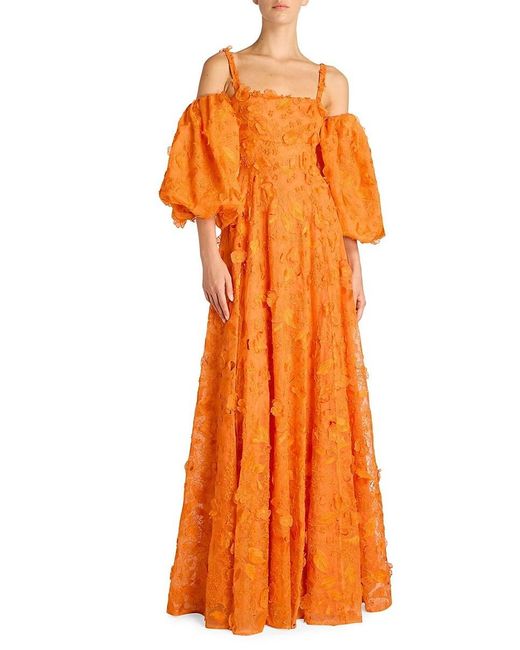 Erdem Orange Off Shoulder Maxi Dress