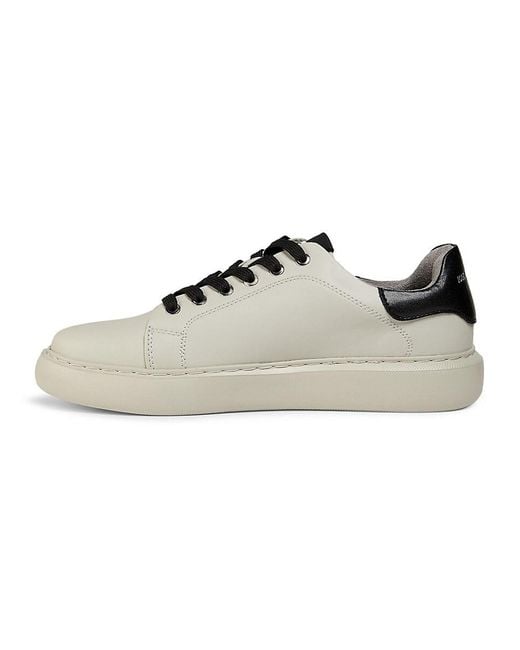 Karl Lagerfeld White Logo Low-Top Leather Sneakers for men