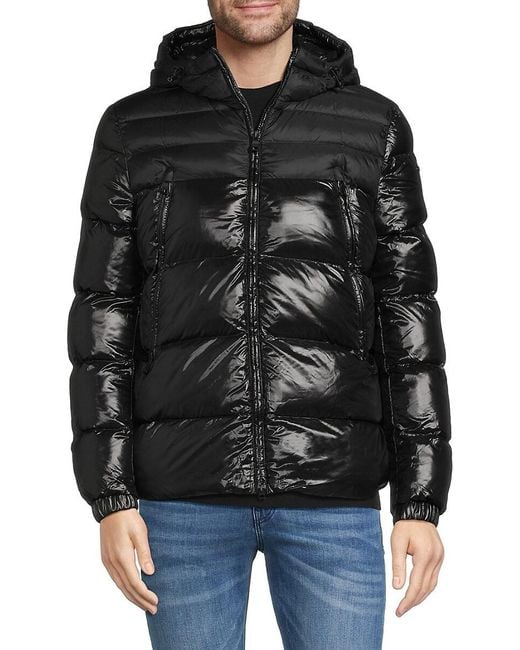 Shiny puffer jacket shop with fur hood mens