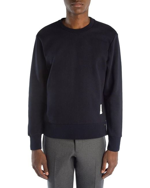 Thom Browne Blue Logo Crewneck Sweatshirt for men