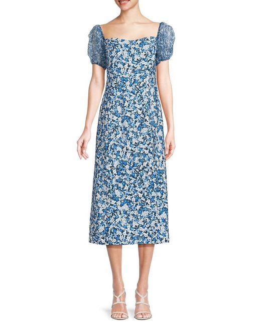 French Connection Clara Print Midi Dress in Blue | Lyst Canada