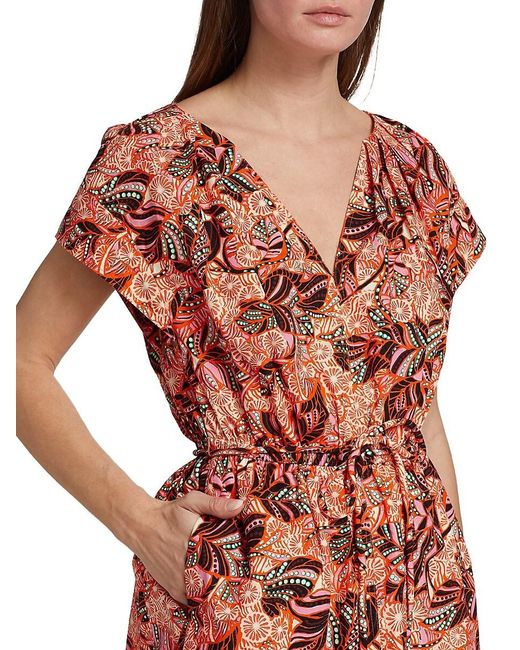 A.L.C. Red A. L.C. Alice Printed V-Neck Minidress