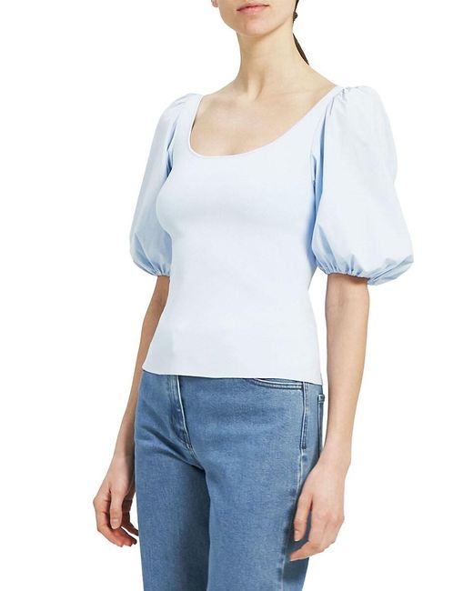 Theory Glosse Puff-sleeve Top in Blue | Lyst Canada