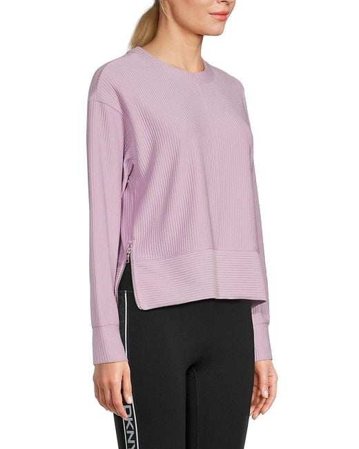 DKNY Pink Rib-Knit Sweatshirt