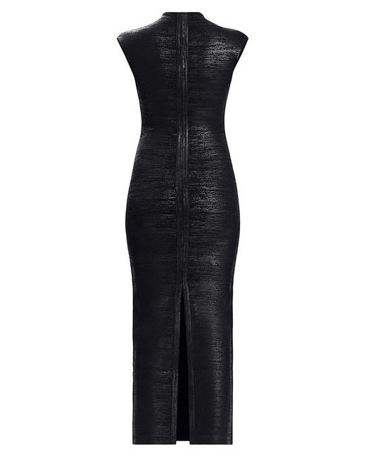 Hervé Léger Black Foil Maxi Bodycon Dress