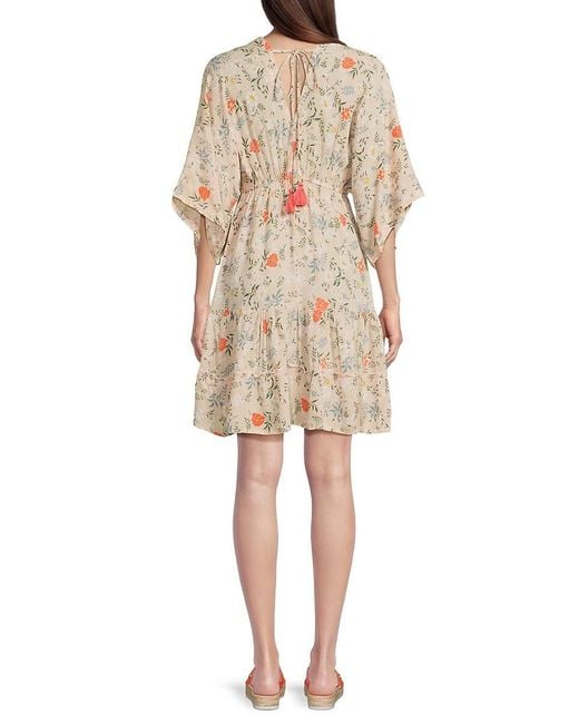 La Moda Clothing Natural Floral Cover-Up Minidress