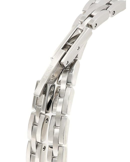 Fendi White O'lock 14.8mm Stainless Steel & 0.03 Tcw Diamond Wrap Bracelet Watch