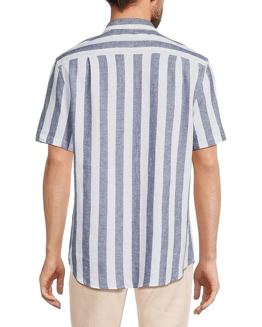 Onia Blue Striped Linen Blend Shirt for men