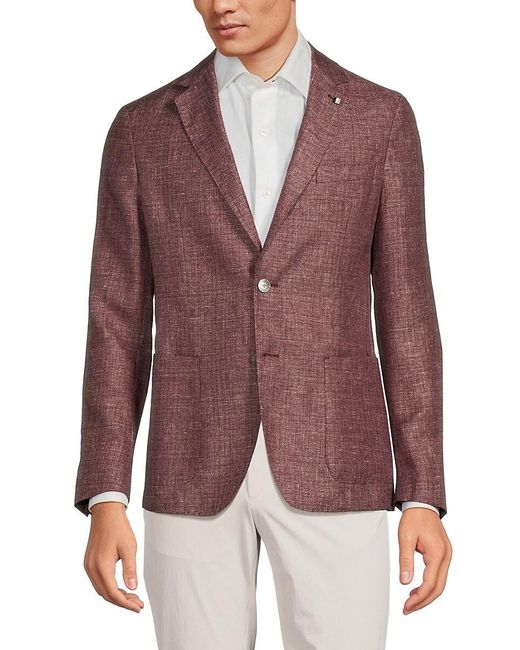 Boss Purple C Hanry Textured Linen Blend Blazer for men