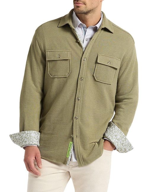 Robert Graham Black Wayne Curved Hem Cotton-Blend Shirt for men