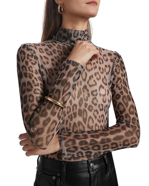 Generation Love Blue Tyla Floral-Mesh Turtleneck Top
