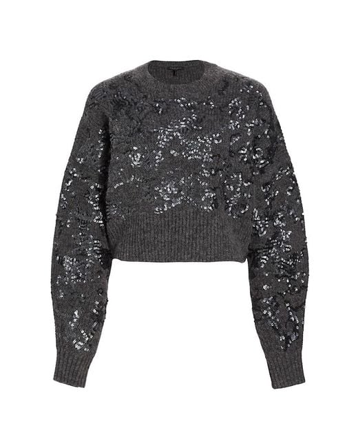 Rag & Bone Black Liza Sequined Cropped Sweater