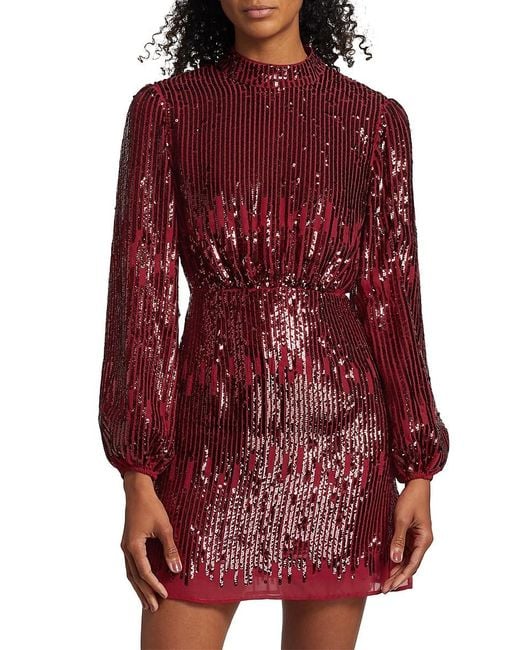 Rixo Red Samantha Sequined Minidress