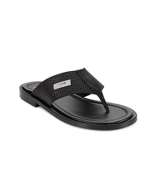 Class Roberto Cavalli Black Logo Leather Thong Sandals for men