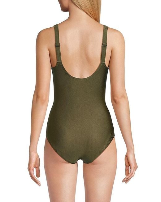 DKNY Green Twist Cutout One Piece Swimsuit