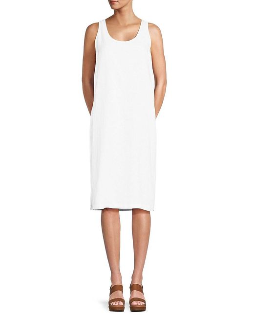 Saks Fifth Avenue White 100% Linen Midi Tank Dress