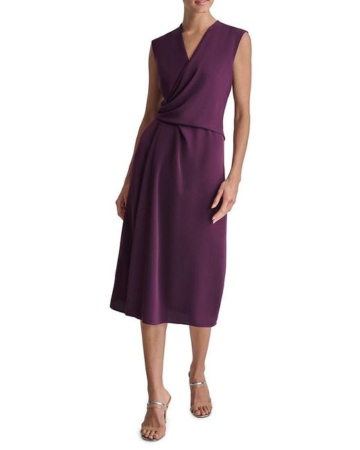 DKNY Purple Draped Midi-Dress