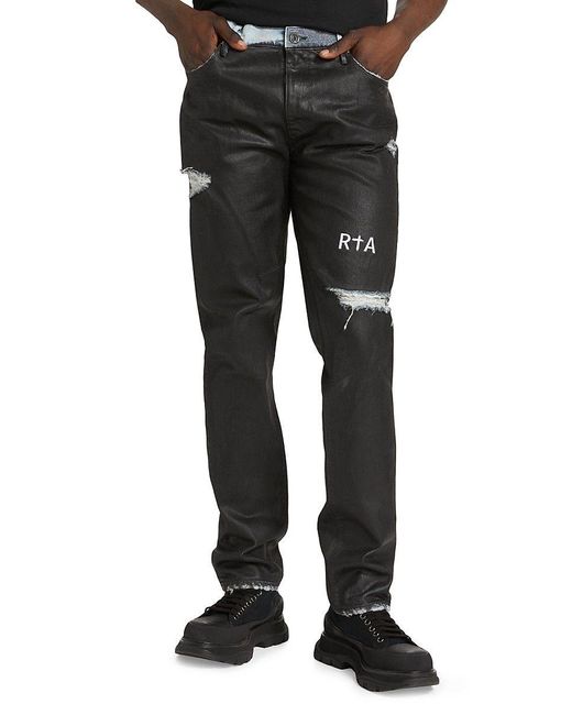 RTA Black Bryant Skinny Coated Jeans for men