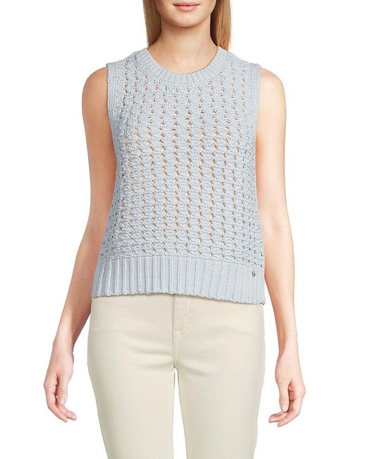 DKNY Blue Open Knit Vest