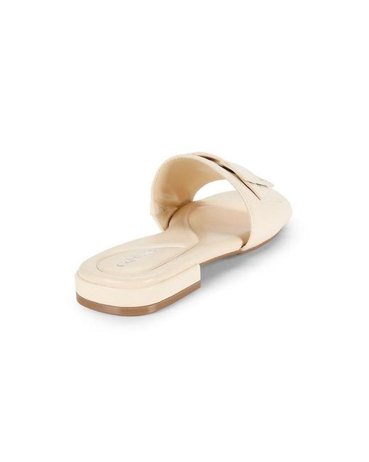 Calvin Klein White Tangelo Logo Flat Sandals