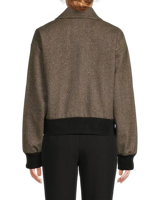 Karl Lagerfeld Brown Herringbone Wool-Blend Jacket