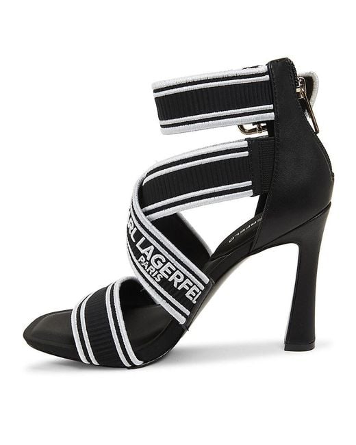 Karl Lagerfeld Black Careliz 101Mm Logo Block Heel Sandals