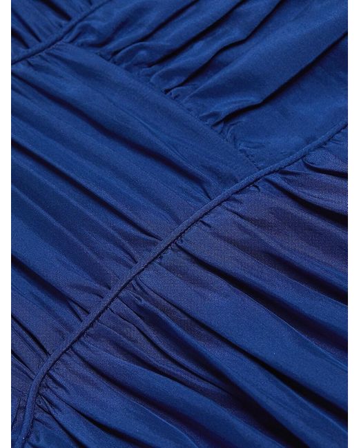 Sea Blue Fabiola Silk Ruched Maxi Dress