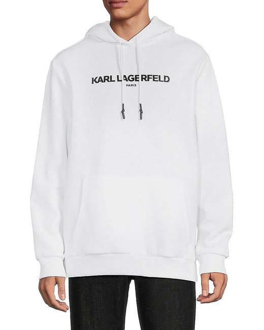 Karl Lagerfeld White Logo Pullover Hoodie for men