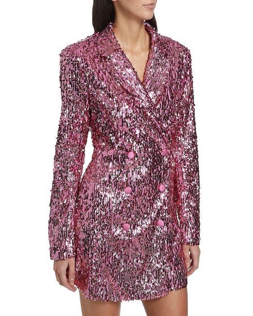 ROTATE BIRGER CHRISTENSEN Red Sequined Double-Breasted Blazer Minidress
