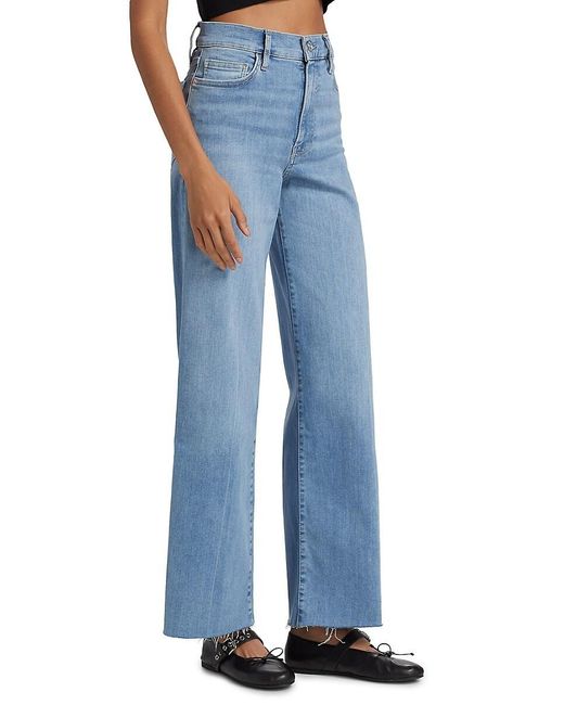 FRAME Blue Le Slim Palazzo Raw-Fray High-Rise Jeans