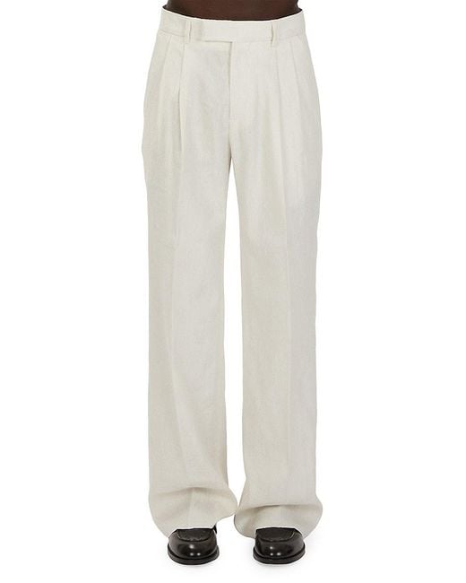 Amiri White Bandana Linen-blend Pleated Pants for men