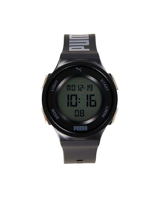 PUMA Black 7 42mm Stainless Steel & Silicone Digital Watch for men