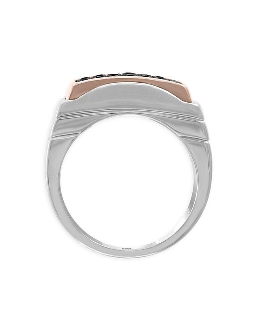 Effy Black Sterling Silver, 14k Rose Gold & Sapphire Ring for men