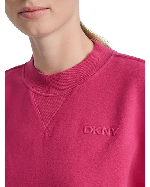 DKNY Red Drop Shoulder Cotton-Blend Sweatshirt