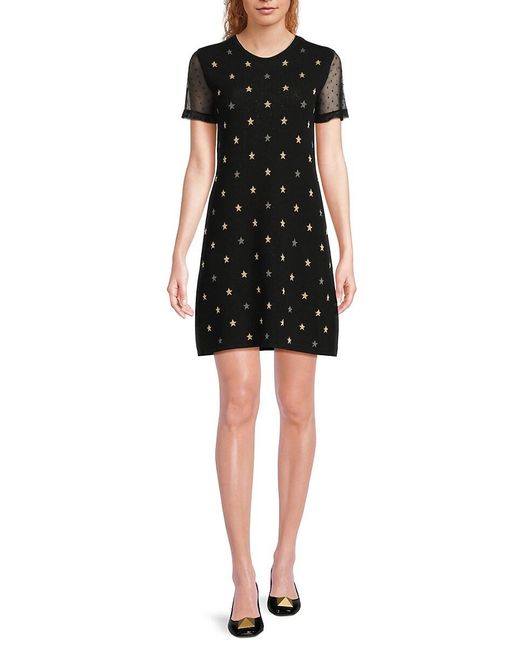 RED Valentino Black Metallic Star Minidress