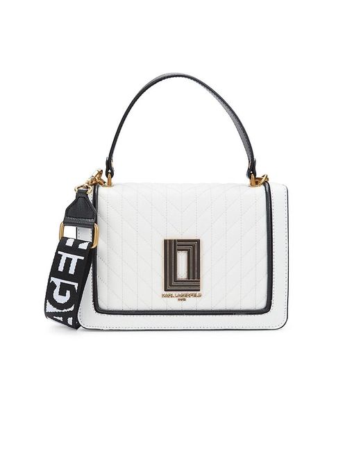 Karl Lagerfeld Simone Quilted Leather Crossbody in White | Lyst Australia