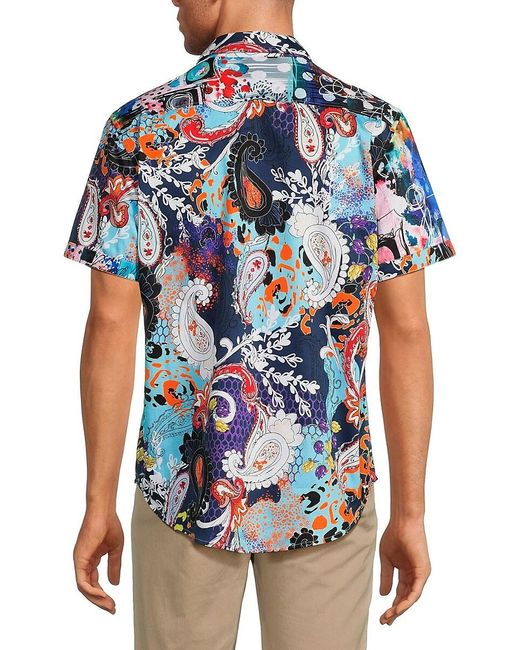 Robert Graham Blue Hatteras Abstract Short Sleeve Shirt for men